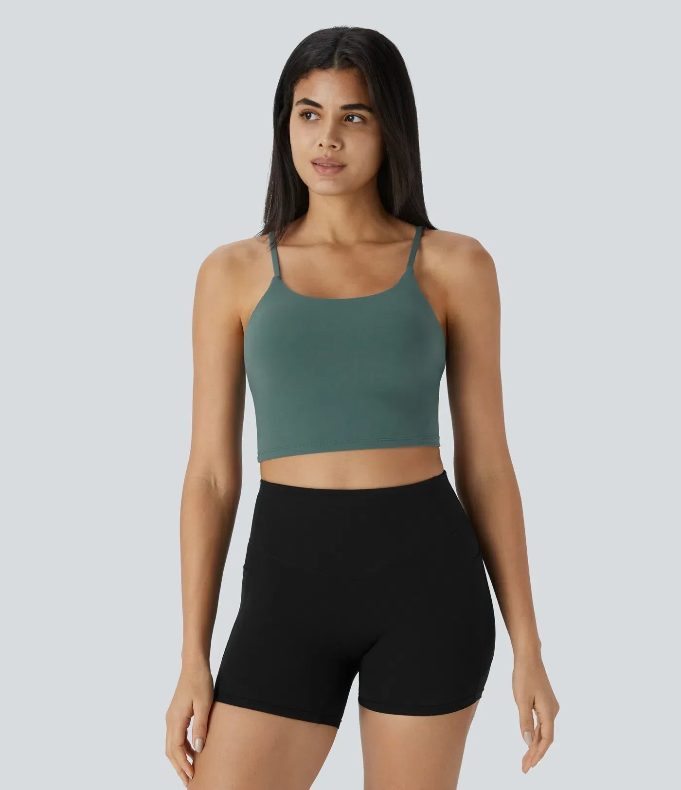 Basic Padded Workout Cropped Low Support Tank Top A-C Cups